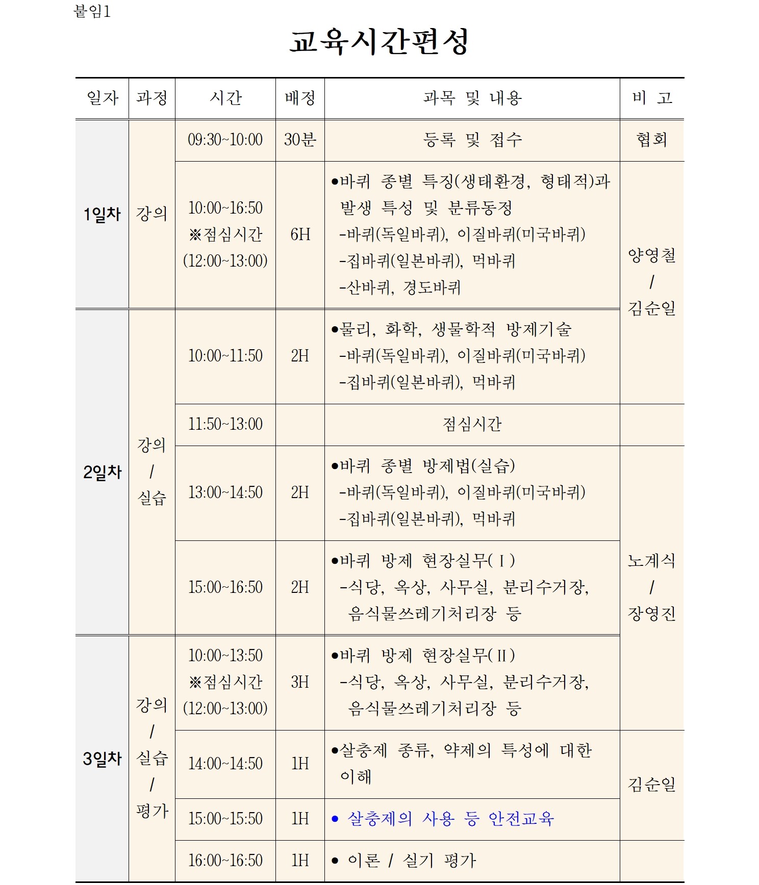 게시판 본문의 첨부파일 이미지입니다. : 2025년도 2차 바퀴방제 전문가과정 모집 공고문002.jpg
