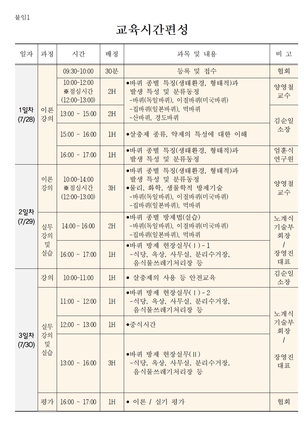 게시판 본문의 첨부파일 이미지입니다. : (붙임)2026년도 1차 바퀴방제 전문가과정 모집 공고문(수정)002.jpg